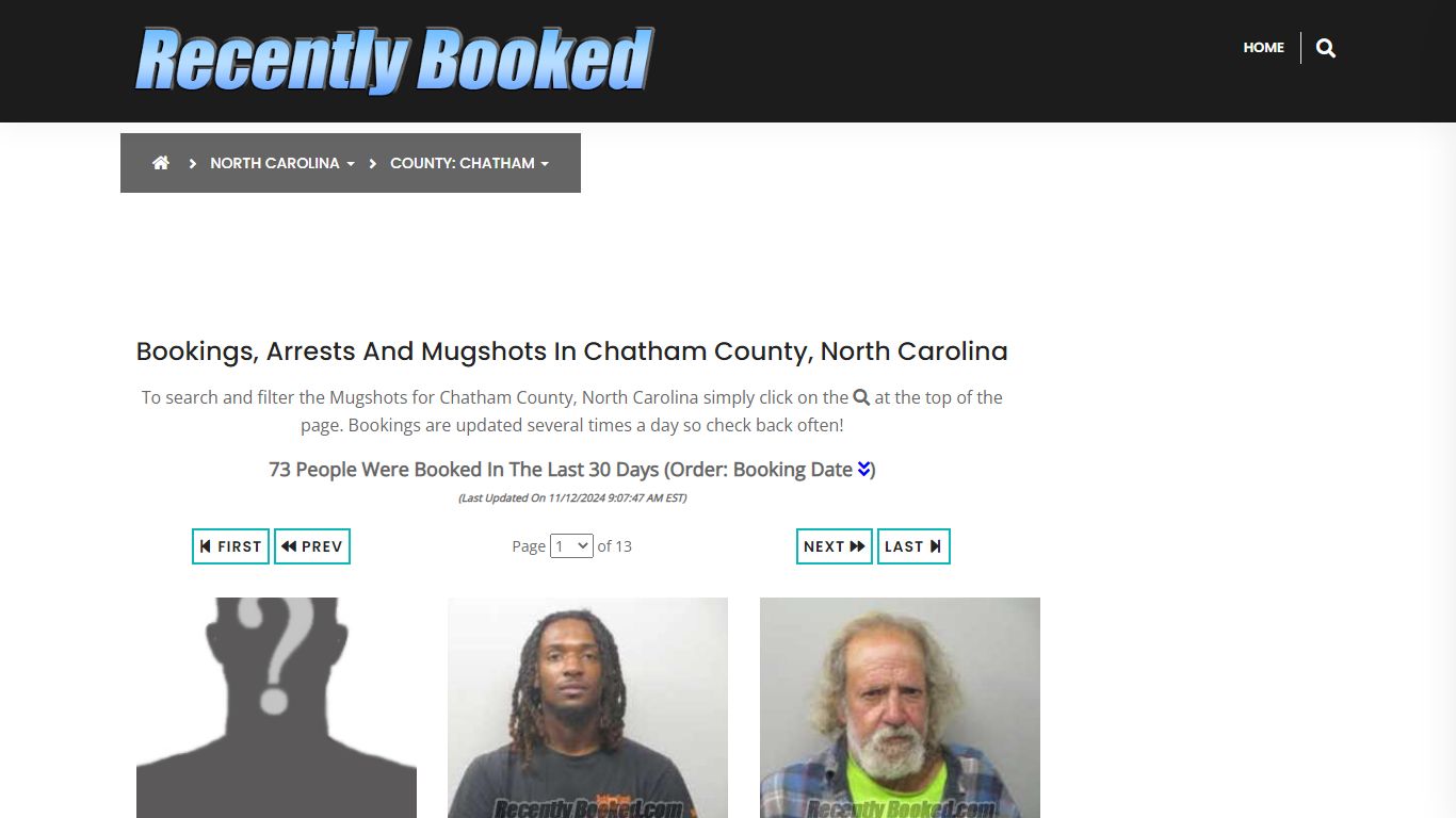 Bookings, Arrests and Mugshots in Chatham County, North Carolina