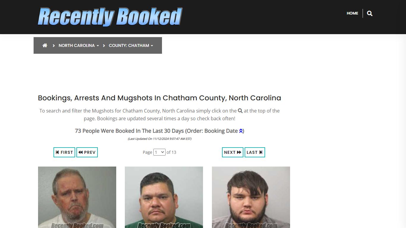 Bookings, Arrests and Mugshots in Chatham County, North Carolina