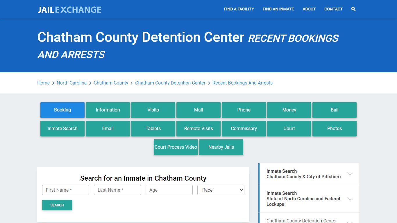 Chatham County Detention Center Recent Bookings And Arrests - Jail Exchange