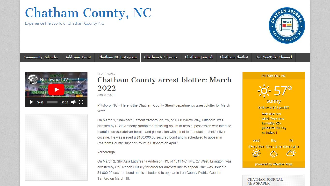 Chatham County arrest blotter: March 2022